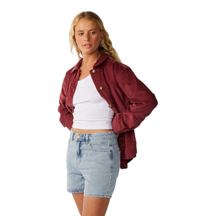 Rip Curl Keepsakes Washed Cord Shirt Dark Plum