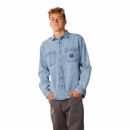 Rip Curl Premium Surf Denim L/S Shirt Washed Blue