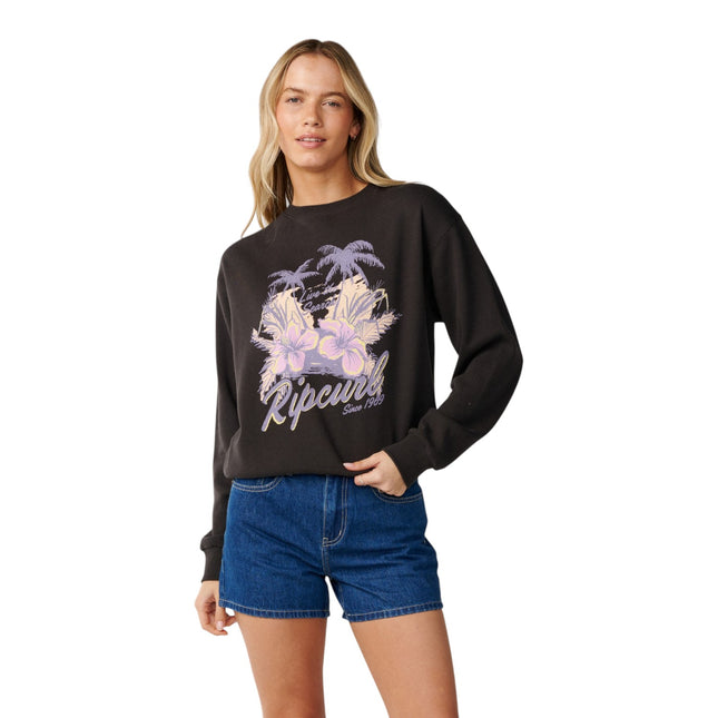 Rip Curl Party Wave Crew Fleece Washed Black