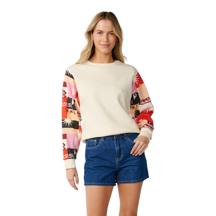 Rip Curl Party Wave Crew Slv Printed Off Multi