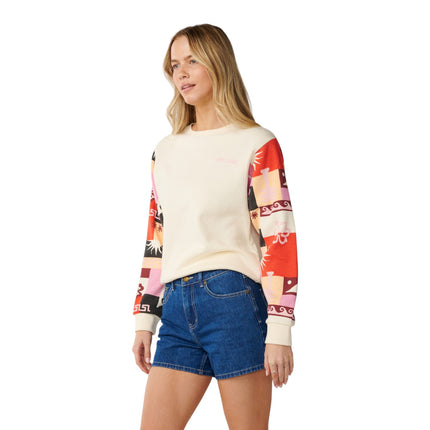Rip Curl Party Wave Crew Slv Printed Off Multi