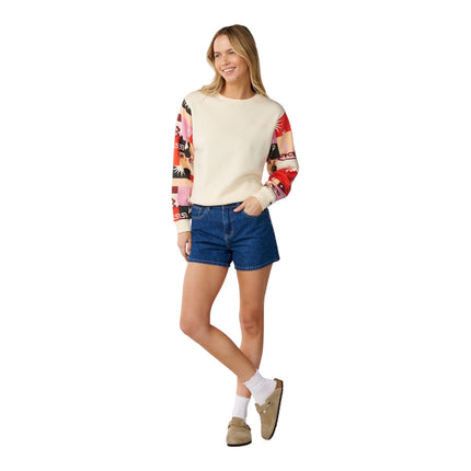 Rip Curl Party Wave Crew Slv Printed Off Multi