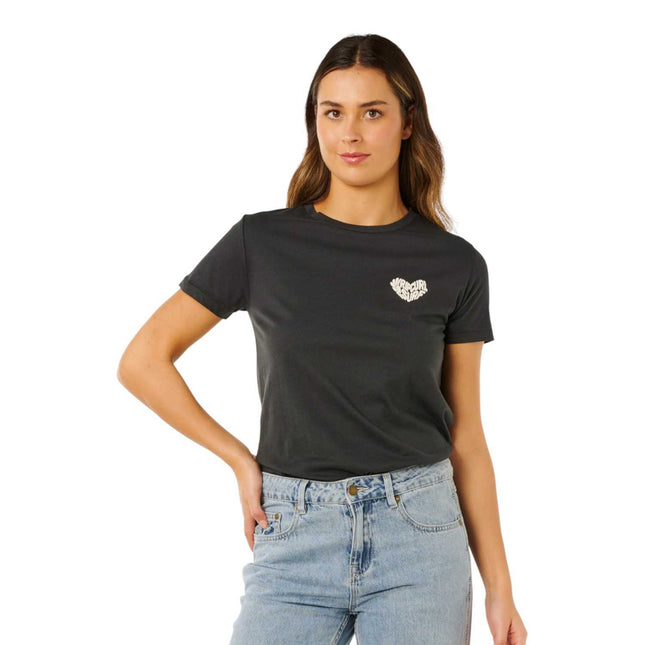 Rip Curl Heart Logos Tee Washed Black