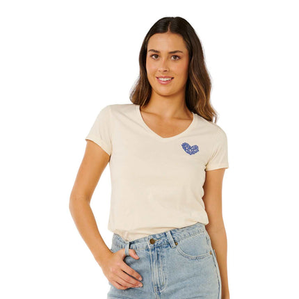 Rip Curl Heart V Neck Tee White