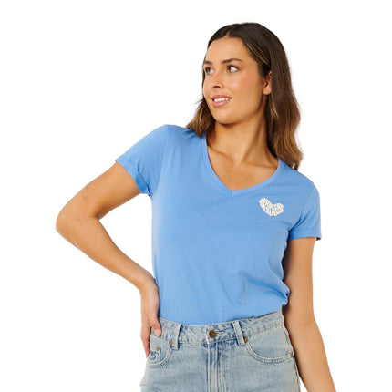 Rip Curl Heart V Neck Tee Cornflower Blue