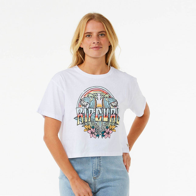 Rip Curl Block Party Crop Tee White