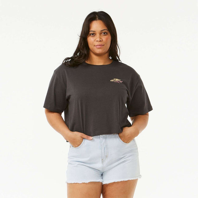 Rip Curl Rolling Curl Crop Tee Washed Black