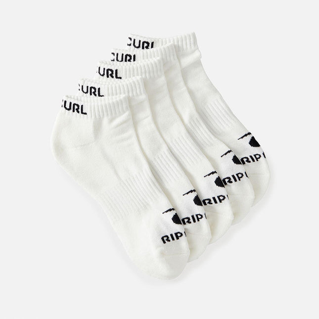 Rip Curl Brand Ankle Sock 5-Pk White
