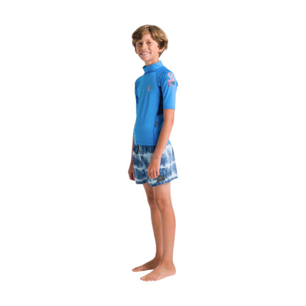 C-Skins Nuwave Rash X Kids Short Sleeve Cyan Slate