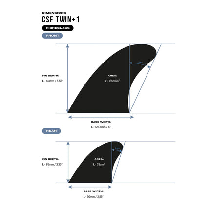 Devoted CSF Single Tab Twin+1 Fibreglass Fin Set