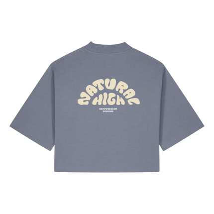 Natural High Arched Logo Crop Tee Blue Grey
