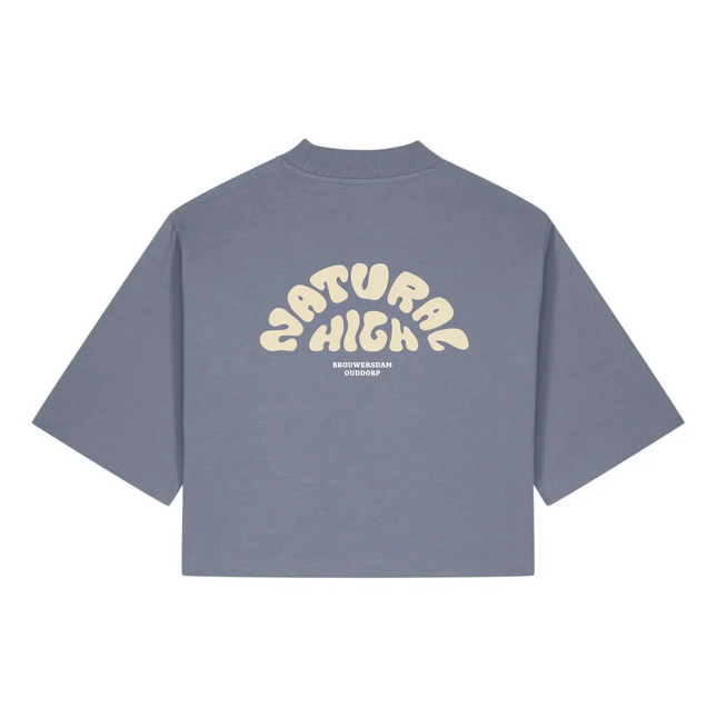 Natural High Arched Logo Crop Tee Blue Grey