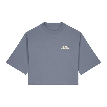 Natural High Arched Logo Crop Tee Blue Grey