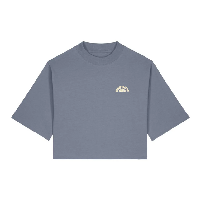 Natural High Arched Logo Crop Tee Blue Grey