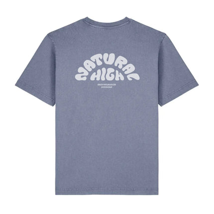Natural High Arched Logo Tee G. Dyed Blue Grey