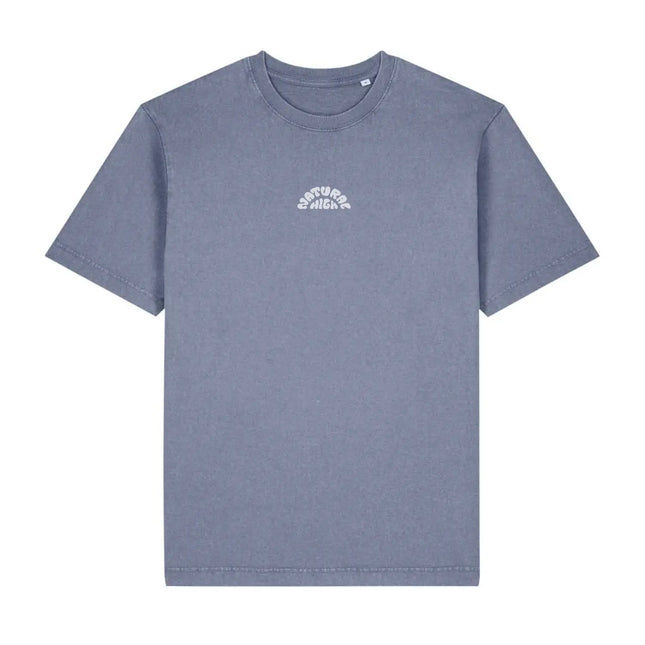 Natural High Arched Logo Tee G. Dyed Blue Grey