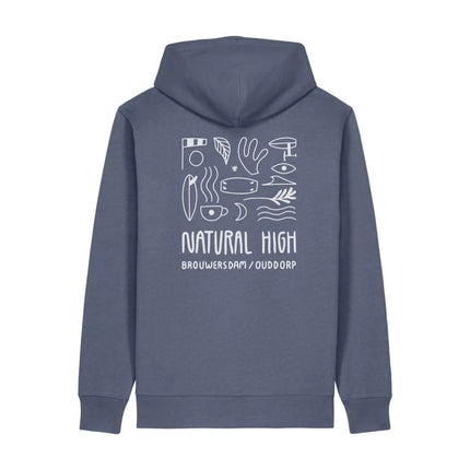 Natural High Stoke Logo Hood Blue Grey