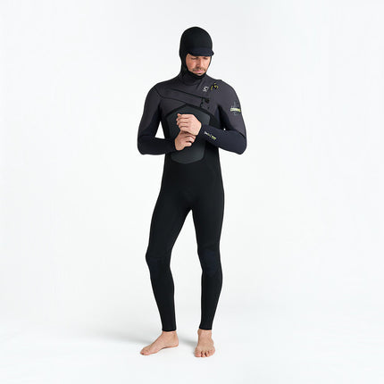 C-Skins NuWave ReWired 5/4 Men GBS Front Zip Hooded Steamer Black/Meteor/Lime