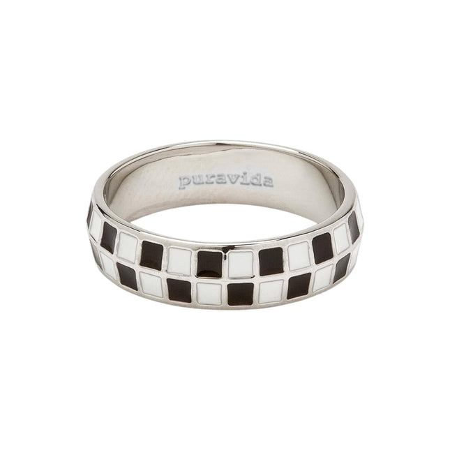Pura Vida Checkerboard Ring Silver