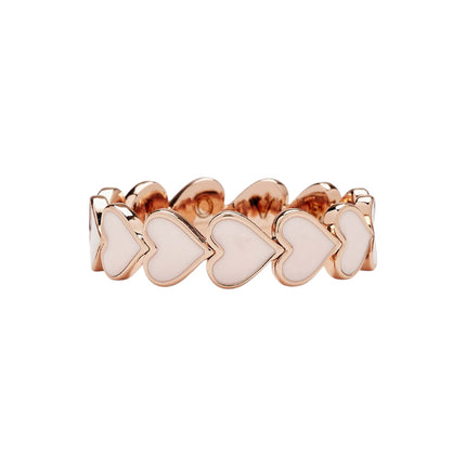 Pura Vida Love Enamel Heart Band Ring Rose
