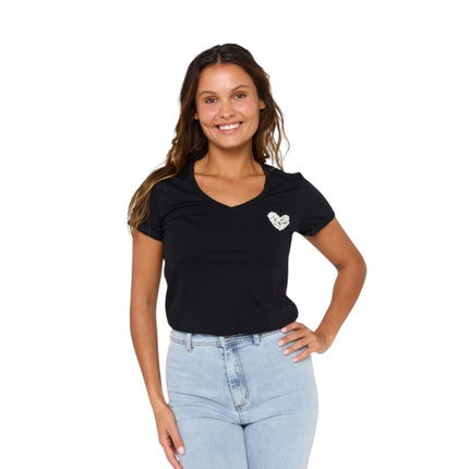 Rip Curl Heart V Neck Tee Black