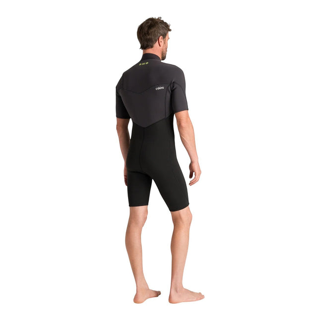 Natural High Surfshop men's black C-Skins shorty wetsuit with short sleeves and front zip. Ideal for surfing.