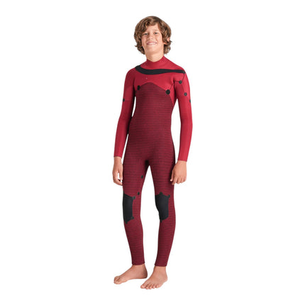 Natural High Surfshop C-Skins NuWave junior 4/3mm red wetsuit with black accents and reinforced knees. Front zip.
