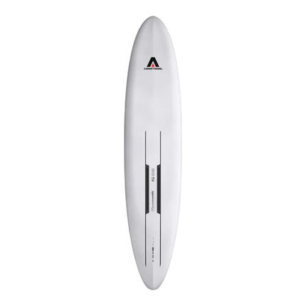 Natural High Surfshop Armstrong Downwind MK III white foilboard with black graphics and Armstrong logo.