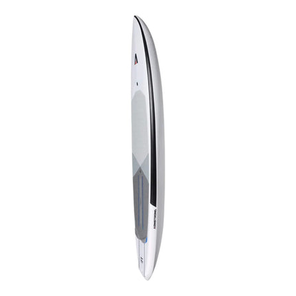 Natural High Surfshop Armstrong Midlength FG Foilboard, white with grey traction pad and black rail accent.