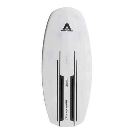 Natural High Surfshop Armstrong Austin Tovey Pro Foilboard, white with black racing stripes and foil track system.