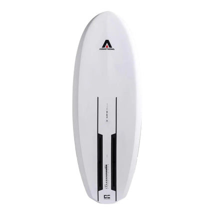 Natural High Surfshop Armstrong white surf foilboard with black accents and deck grip.